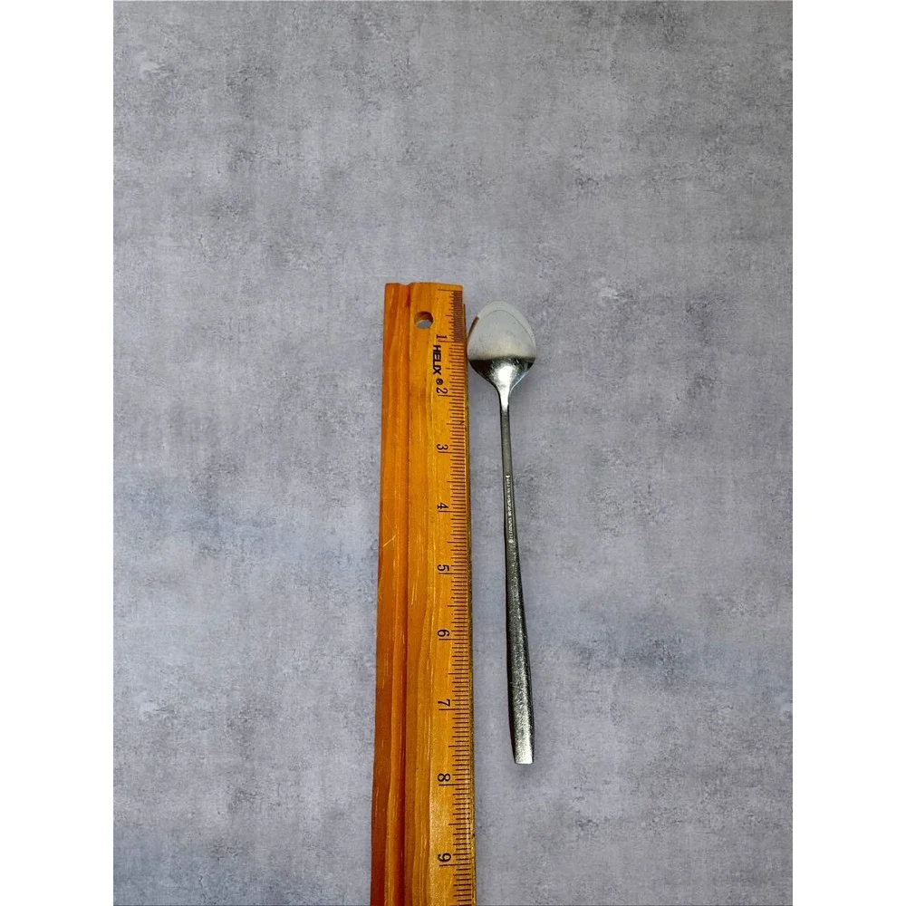 Carlton Iced Tea Spoon 7.5in Silver Tone MCM Textured Leaf Korea Stainless